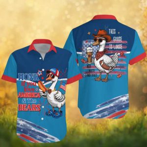 Chicago Bears Honk If You Love America & The Bears Loose Goose Hawaiian Shirt Chicago Bears Honk If You Love America & The Bears Loose Goose Hawaiian Shirt