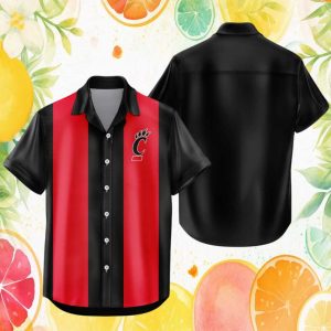 Cincinnati Bearcats NCAA Vertical Stripe Bowling Hawaiian Shirt