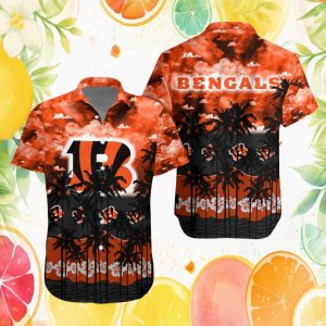 Cincinnati Bengals Sunset Sky Hibiscus Flower Tropical Hawaiian Shirt Cincinnati Bengals Sunset Sky Hibiscus Flower Tropical Hawaiian Shirt