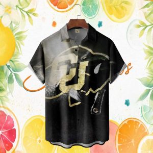 Colorado Buffaloes CU Abstract Gold & Black Topographic Design Hawaiian Shirt