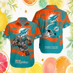 Custom Name Miami Dolphins NFL Mascot Monster Orange Hawaiian Shirt Custom Name Miami Dolphins NFL Mascot Monster Orange Hawaiian Shirt