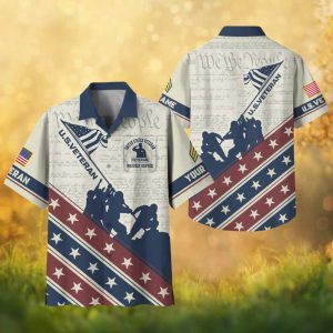 Custom Name and Rank U.S. Veteran We The People Constitution Patriotic Hawaiian Shirt