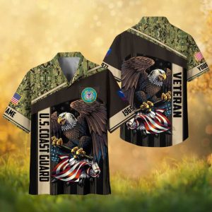 Custom U.S. Coast Guard Veteran Eagle Flag NWU Camo Hawaiian Shirt
