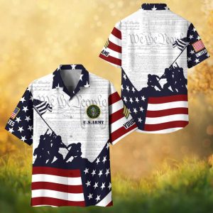 Custom US Army We The People Constitution Hawaiian Shirt Personalized Soldier Gift