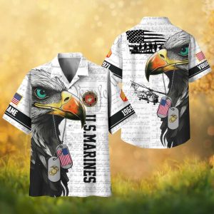 Custom US Marines Eagle & Constitution Military Hawaiian Shirt