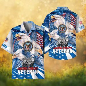 Custom United States Veteran Honor & Sacrifice Eagle Design Hawaiian Shirt