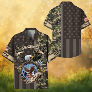 Department of Veterans Affairs Eagle Logo Military Camo Summer Hawaiian Shirt