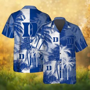 Duke Blue Devils NCAA Blue & White Palm Tree Hawaiian Shirt