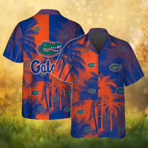Florida Gators NCAA Orange & Blue Tropical Palm Hawaiian Shirt