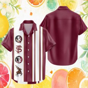 Florida State Seminoles NCAA FSU Multi Graphic Stripe Beach Hawaiian Shirt