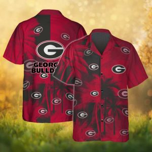 Georgia Bulldogs NCAA Red & Black Tropical Palm Hawaiian Shirt