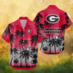 Georgia Bulldogs NCAA Red Black Tropical Sunset Hawaiian Shirt