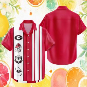 Georgia Bulldogs NCAA Vintage Vertical Stripe Hawaiian Shirt
