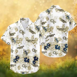 Georgia Tech Yellow Jackets NCAA Hibiscus Hawaiian Shirt