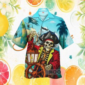 Ghost Pirate Captain Skeleton Nautical Sailing Graphic Hawaiian Shirt