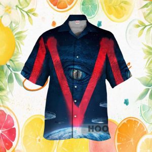 Giant Monster Eye and Red V Alien Invasion Hawaiian Shirt