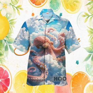 Giant Octopus in the Clouds Surreal Dreamscape Hawaiian Shirt