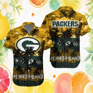 Green Bay Packers Golden Sunset Tropical Flower Hawaiian Shirt Green Bay Packers Golden Sunset Tropical Flower Hawaiian Shirt