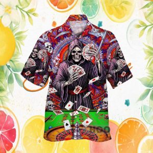 Grim Reaper Casino Dealer Roulette & Poker Skulls Hawaiian Shirt