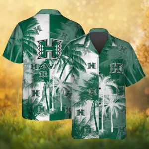 Hawaii Rainbow Warriors NCAA Split Tropical Palm Pattern Hawaiian Shirt