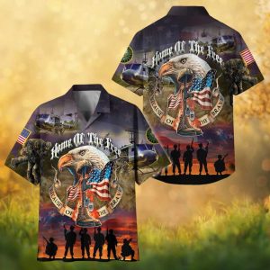 Home Of The Free Because Of The Brave Patriotic Eagle Military Hawaiian Shirt