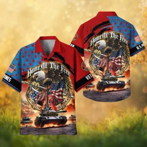 Home Of The Free US Marines Tank Battle Veteran Hawaiian Shirt