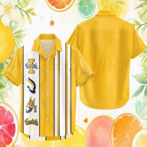 Idaho Vandals Mascot Pattern Gold Vertical Stripe Beach Hawaiian Shirt