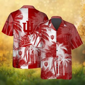 Indiana Hoosiers NCAA Split Contrast Tropical Palm Hawaiian Shirt