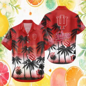 Indiana Hoosiers NCAA Tropical Beach Palm Tree Red Hawaiian Shirt