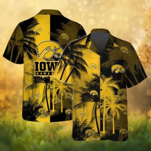 Iowa Hawkeyes NCAA Split Contrast Tropical Palm Logo Hawaiian Shirt