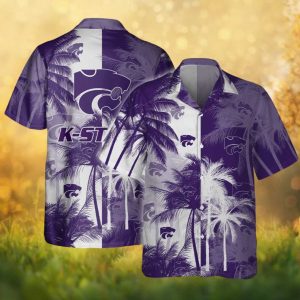 K State Wildcats NCAA Purple & White Tropical Hawaiian Shirt