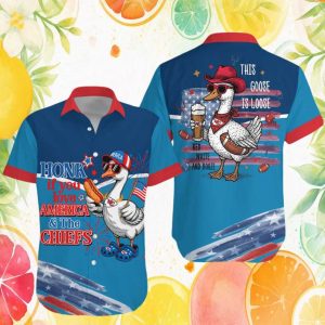 Kansas City Chiefs NFL Red White and Booze Patriotic Goose Hawaiian Shirt
