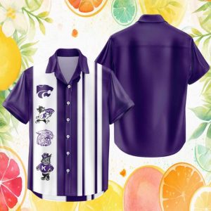 Kansas State Wildcats NCAA Vintage Mascot Vertical Stripe Hawaiian Shirt
