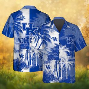 Kentucky Wildcats NCAA Blue & White Palm Pattern Hawaiian Shirt