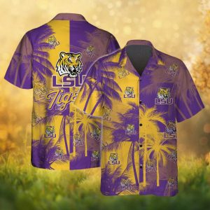 LSU Tigers NCAA Purple & Gold Palm Tree Hawaiian Shirt