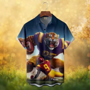 LSU Tigers vs USC Trojans Game Day Action Mascot Hawaiian Shirt