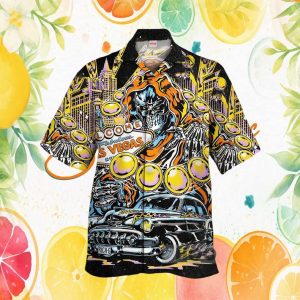 Las Vegas Reaper Classic Car Hawaiian Shirt Gothic Sin City Lowrider Design