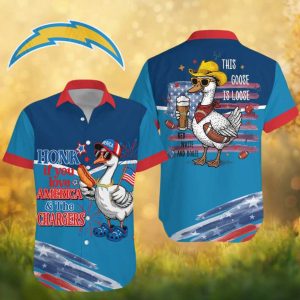 Los Angeles Chargers NFL Honk If You Love America & The Chargers Hawaiian Shirt Los Angeles Chargers NFL Honk If You Love America & The Chargers Hawaiian Shirt