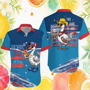 Los Angeles Rams Honk If You Love America & The Rams Loose Goose Hawaiian Shirt