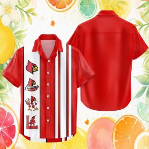 Louisville Cardinals NCAA Mascot Evolution Vertical Stripe Hawaiian Shirt