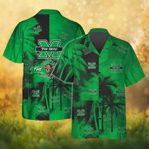 Marshall Thundering Herd NCAA Green & Black Palm Hawaiian Shirt