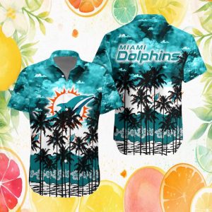 Miami Dolphins NFL Cloud Sky Floral Hibiscus Teal Hawaiian Shirt Miami Dolphins NFL Cloud Sky Floral Hibiscus Teal Hawaiian Shirt