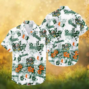 Miami Hurricanes NCAA Tropical Hawaiian Shirt White Floral Summer Fan Apparel