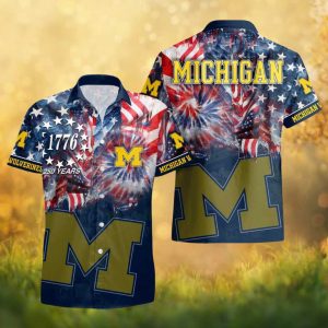 Michigan Wolverines 1776 250 Years Patriotic Floral Hawaiian Shirt