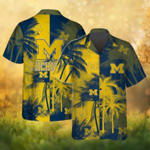 Michigan Wolverines NCAA Split Color Tropical Floral Hawaiian Shirt