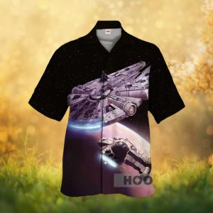 Millennium Falcon Corellian Freighter Starship Space Hawaiian Shirt