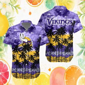 Minnesota Vikings NFL Cloud Pattern Floral Purple Hawaiian Shirt Minnesota Vikings NFL Cloud Pattern Floral Purple Hawaiian Shirt