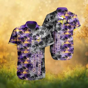 Minnesota Vikings NFL Sunset Beach Palm Trees Scenic Hawaiian Shirt Minnesota Vikings NFL Sunset Beach Palm Trees Scenic Hawaiian Shirt