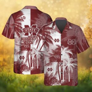 Mississippi State Bulldogs NCAA Maroon White Palm Hawaiian Shirt