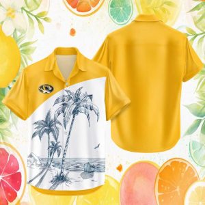 Missouri Tigers NCAA Tropical Sketch Palm Tree Hawaiian Shirt
